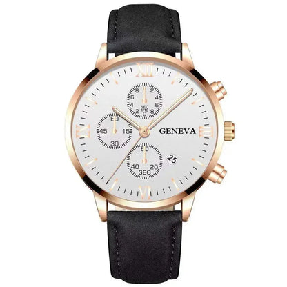 Men’s Luxury Quartz Sport Watch – Leather Strap Analog Wristwatch with Date