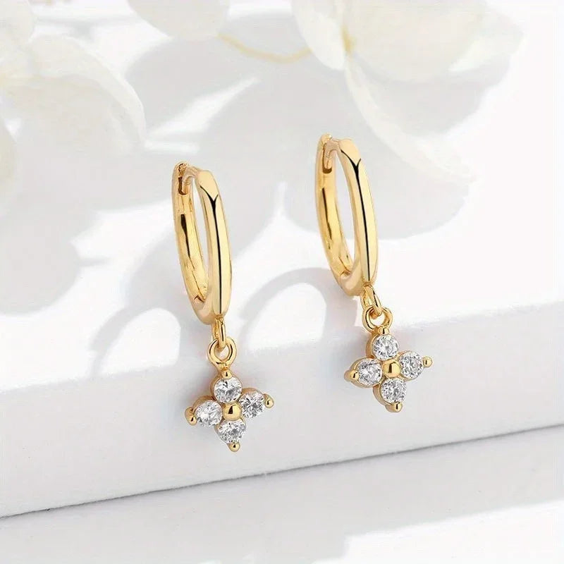 Women’s 925 Sterling Silver Clover Hoop Earrings – Elegant Wedding & Party Jewelry