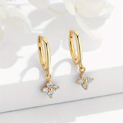 Women’s 925 Sterling Silver Clover Hoop Earrings – Elegant Wedding & Party Jewelry