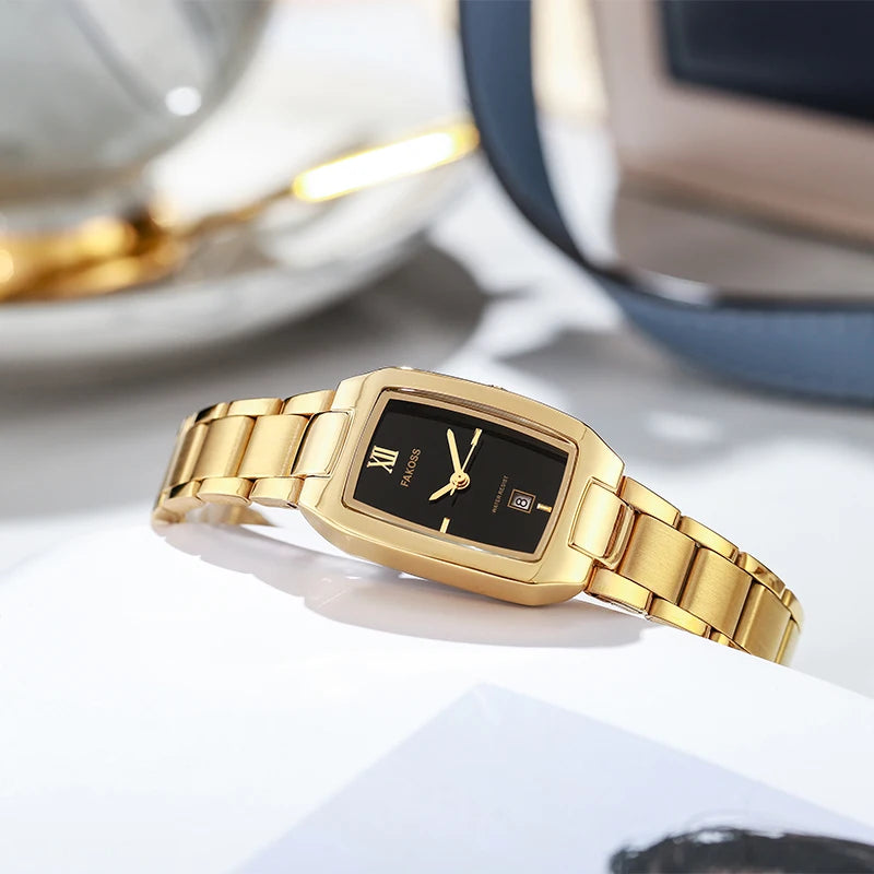 Women’s Elegant Stainless Steel Watch – Waterproof Luxury Wristwatch with Date