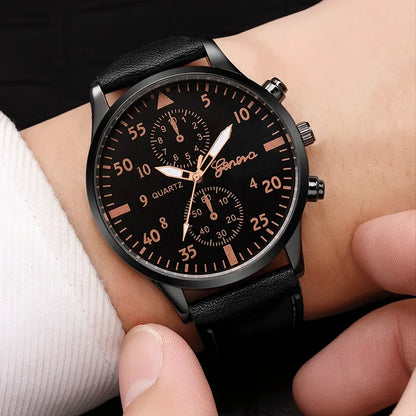 Men’s Luxury Business Watch – Leather Strap Wristwatch, Elegant Casual Clock Gift