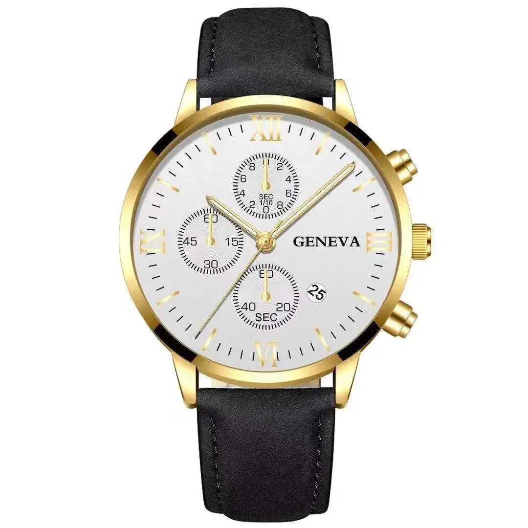 Men’s Luxury Quartz Sport Watch – Leather Strap Analog Wristwatch with Date
