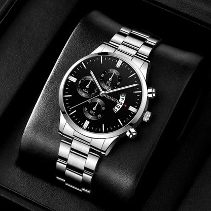 Men’s Luxury Quartz Watch – Business Wristwatch with Calendar and Bracelet Strap Jewelry Set