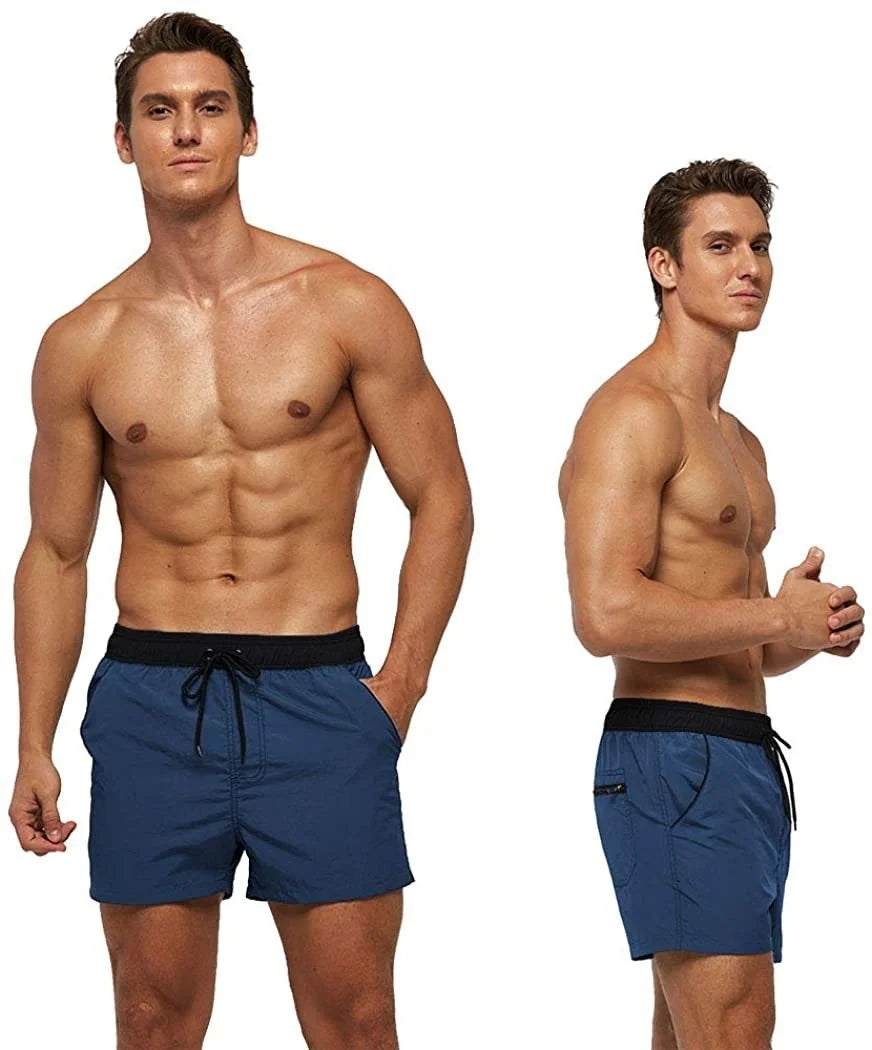 Men’s Quick-Dry Swim Shorts – Elastic Waist Surf & Beach Board Swimwear
