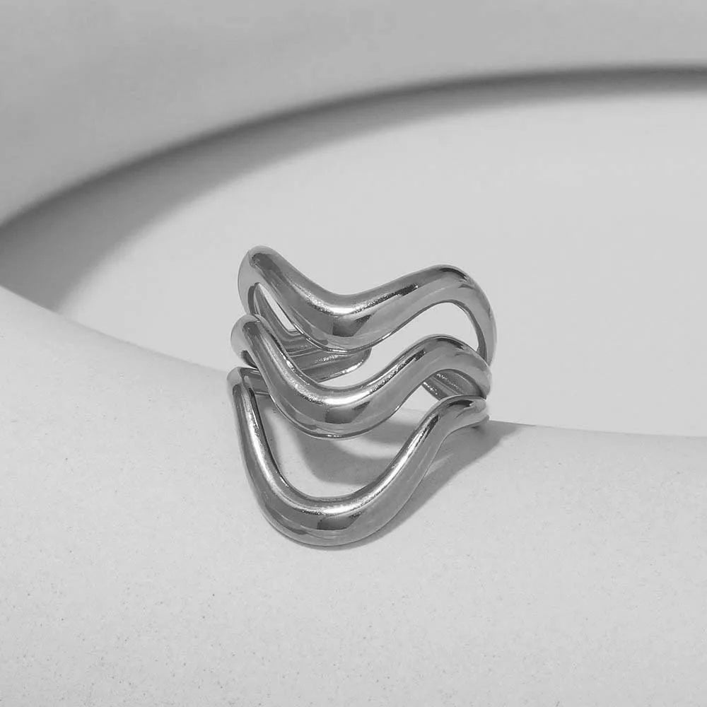 Women’s Jewelry Stainless Steel Open Ring | Punk | Geometric | Silver Tone