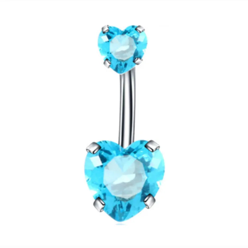 Women’s Blue Crystal Heart Belly Button – 1PC Stainless Steel Butterfly Navel Piercing Body Jewelry