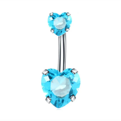Women’s Blue Crystal Heart Belly Button – 1PC Stainless Steel Butterfly Navel Piercing Body Jewelry