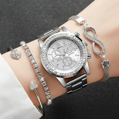 Women’s Watch Jewelry Set | Rhinestone | Steel Band | Quartz