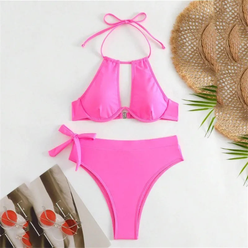 Women’s Brown High Waist Swimwear Bikini
