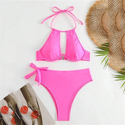 Women’s Brown High Waist Swimwear Bikini