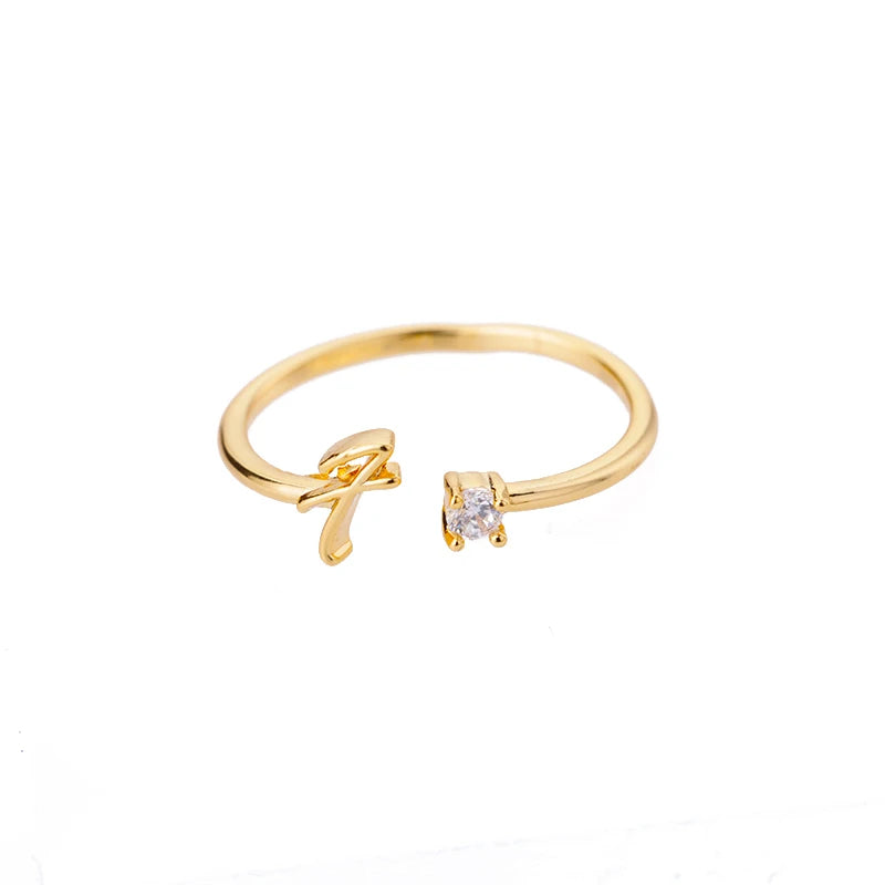 Women’s Adjustable Initial Letter Ring – Stainless Steel A–Z Alphabet Personalized Jewelry