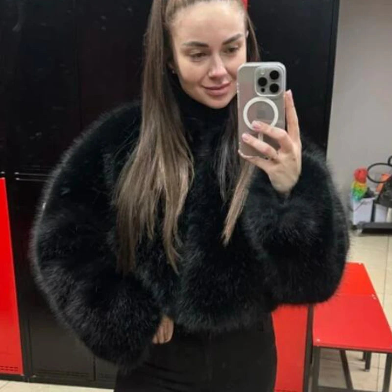 Women’s Cropped Outerwear | Faux Fur | Streetwear | Luxury Puffer Jacket
