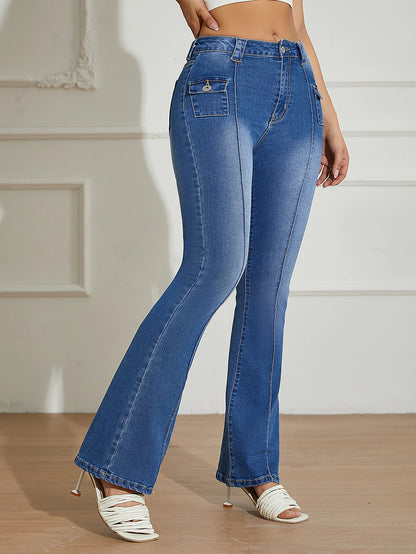 Women’s Y2K High Street Low Rise Blue Jeans Pants Bottom – Bootcut Wide Leg Streetwear
