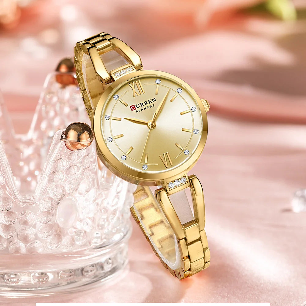Women’s Luxury Gold Watch – Stainless Steel Band Elegant Fashion Wristwatch