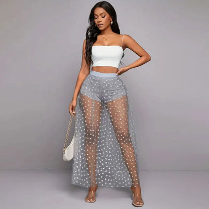 Women’s Elegant Lace Maxi Skirt Bottom – Sexy See-Through Black High Waist Party Skirt