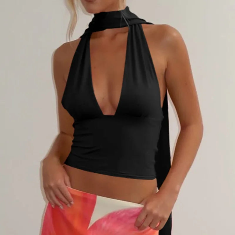 Women’s Sexy Bandage Tank Top | Summer Sleeveless Hollow V-Neck Party Club Top