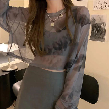 Women’s Tie Dye Sheer Sun-Proof Casual Tee Top