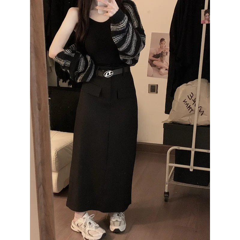 Women’s Retro High Waist Pencil Skirt Bottom – Slim Straight Long Skirt Autumn Style