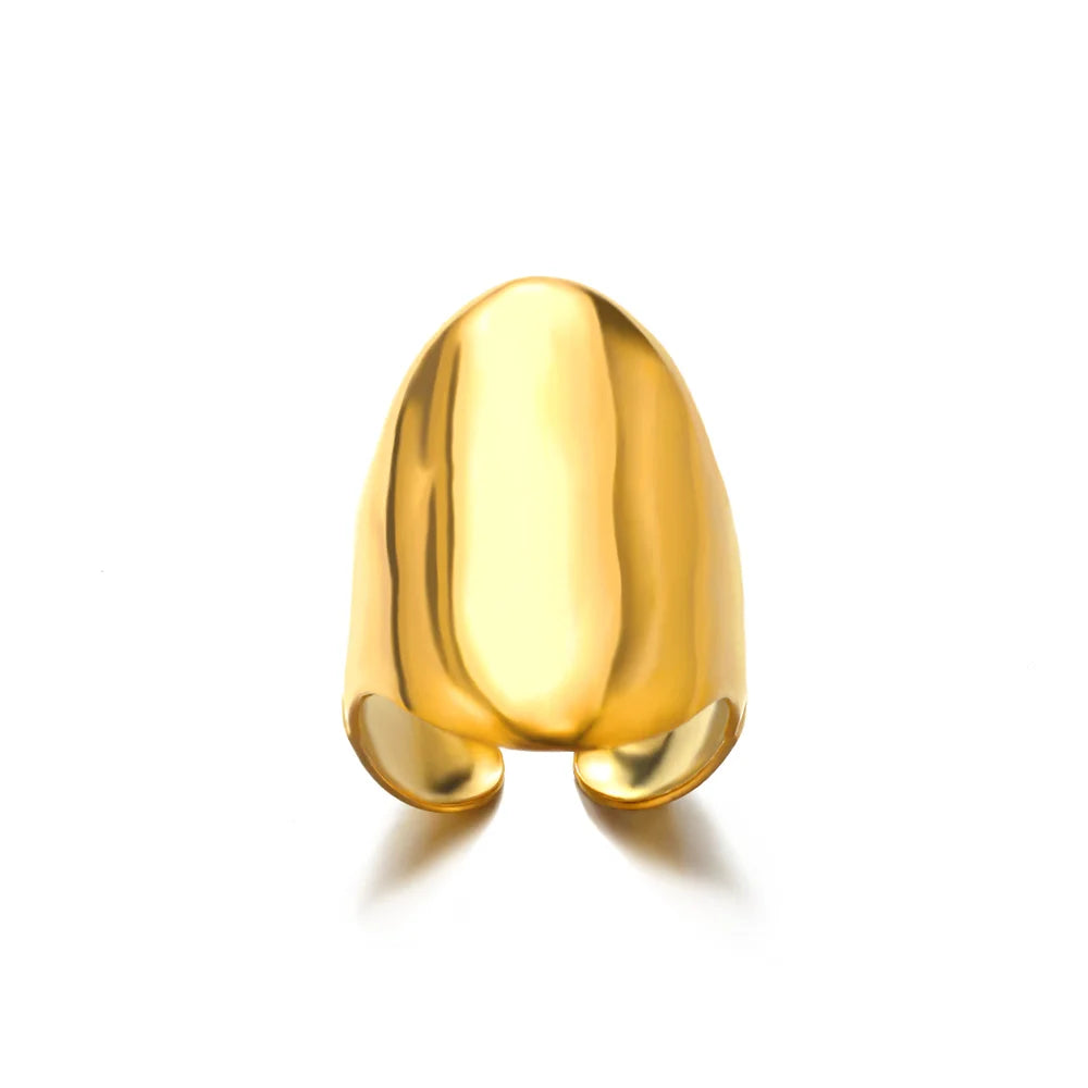Women’s 316L Stainless Steel Geometric Open Ring – Gold Color Multilayer Vintage Waterproof Jewelry