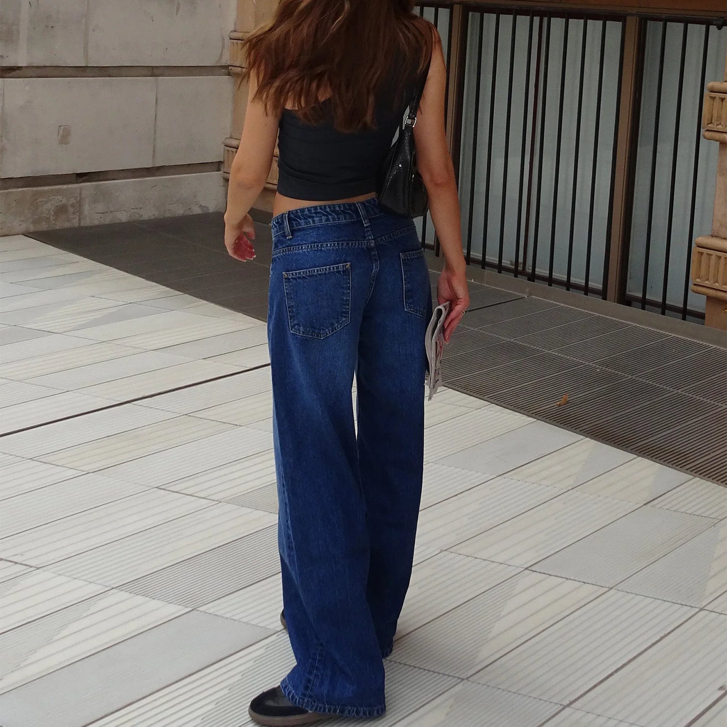 Women’s Jeans Bottom – Low Waist Straight Denim Pants with Pockets Casual Y2K Streetwear