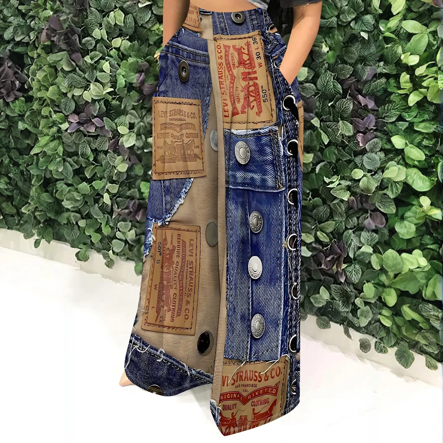 Women’s Camouflage Pants Bottom – High Waist Wide Leg Stretchy Loose Fit Trousers with Pockets