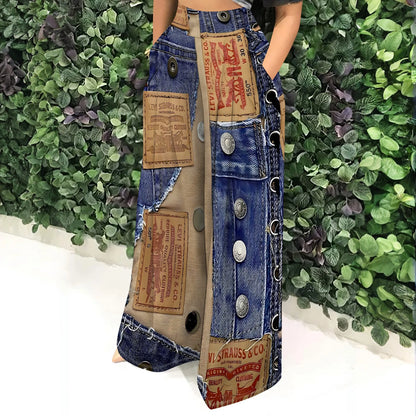Women’s Camouflage Pants Bottom – High Waist Wide Leg Stretchy Loose Fit Trousers with Pockets