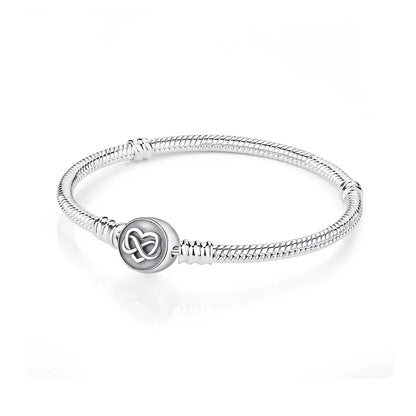 Women’s 925 Sterling Silver Bracelet – Rose Gold Snake Chain with Heart Charm Beads Jewelry
