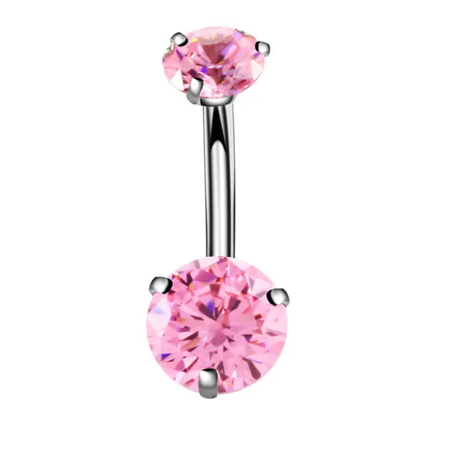Women’s Pink Crown Heart Belly Button – Crystal Navel Piercing Jewelry