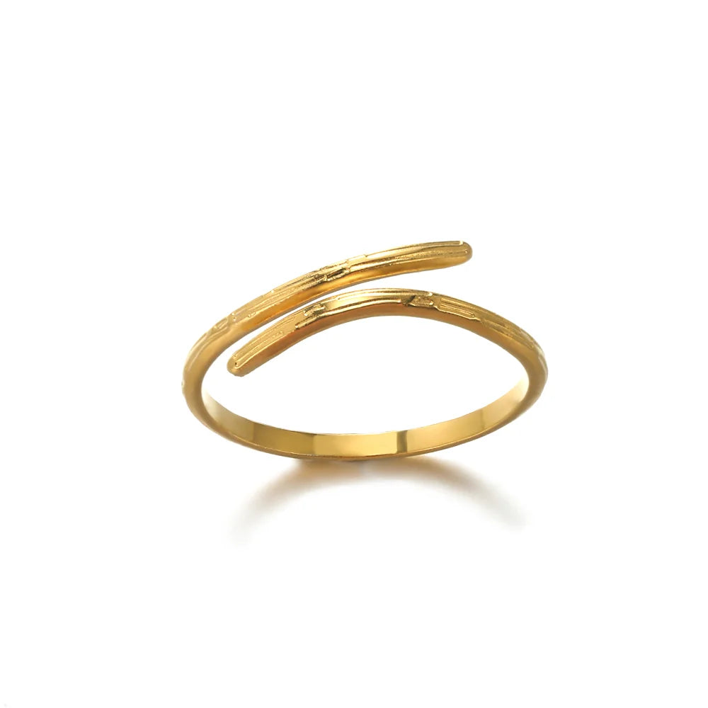 Women’s 316L Stainless Steel Geometric Open Ring – Gold Color Multilayer Vintage Waterproof Jewelry