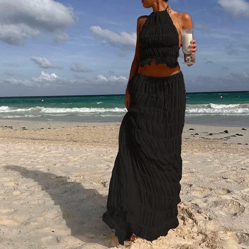 Women’s Boho Backless Summer Set | Elegant Beach Outfit