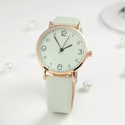 Women’s Arabic Numbers Quartz Watch | Casual | Leather Band | Analog