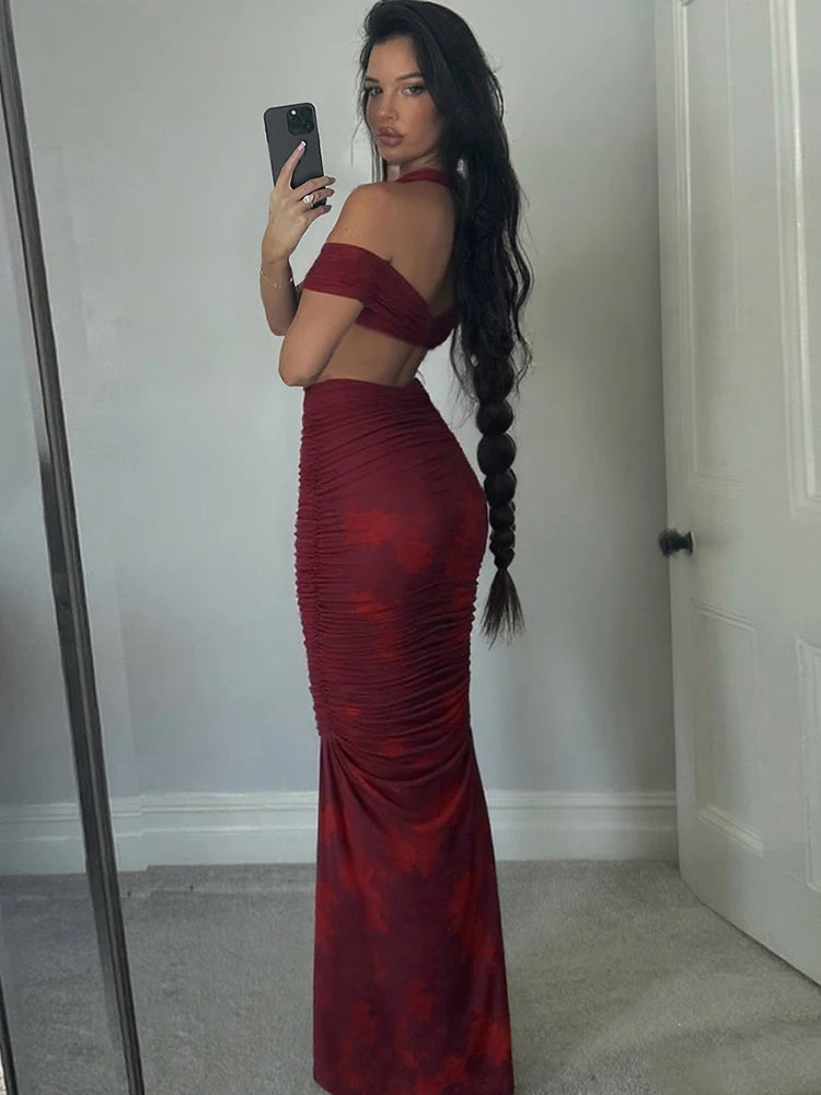 Women’s Halter Backless Maxi Dress – Slim Fit Body-Shaping Festival & Party Dress