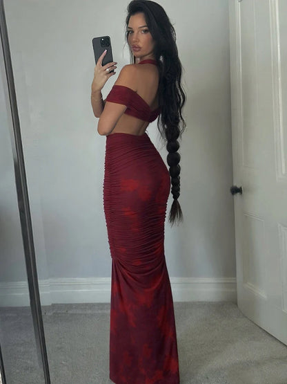 Women’s Halter Backless Maxi Dress – Slim Fit Body-Shaping Festival & Party Dress
