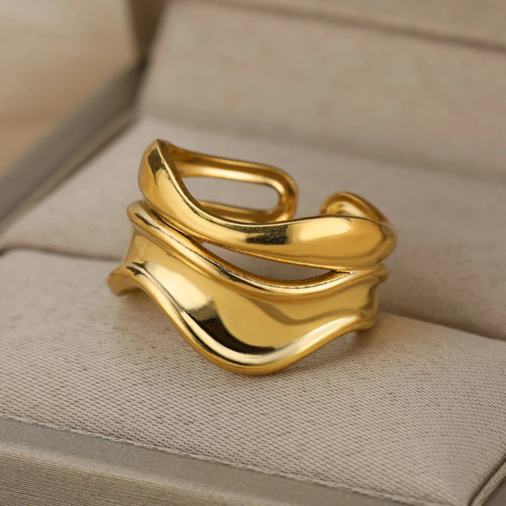 Women’s Jewelry Wide Open Ring | Statement | Gold Tone | Unisex