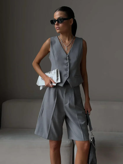Women’s Chic Elegant Two-Piece Set Summer Office Lady Outfit