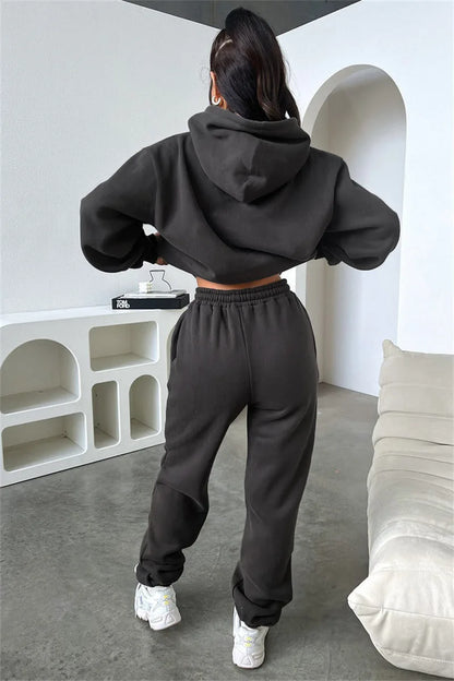 Women’s Autumn Winter Fleece Tracksuit Set – 2 Piece Casual Outfit