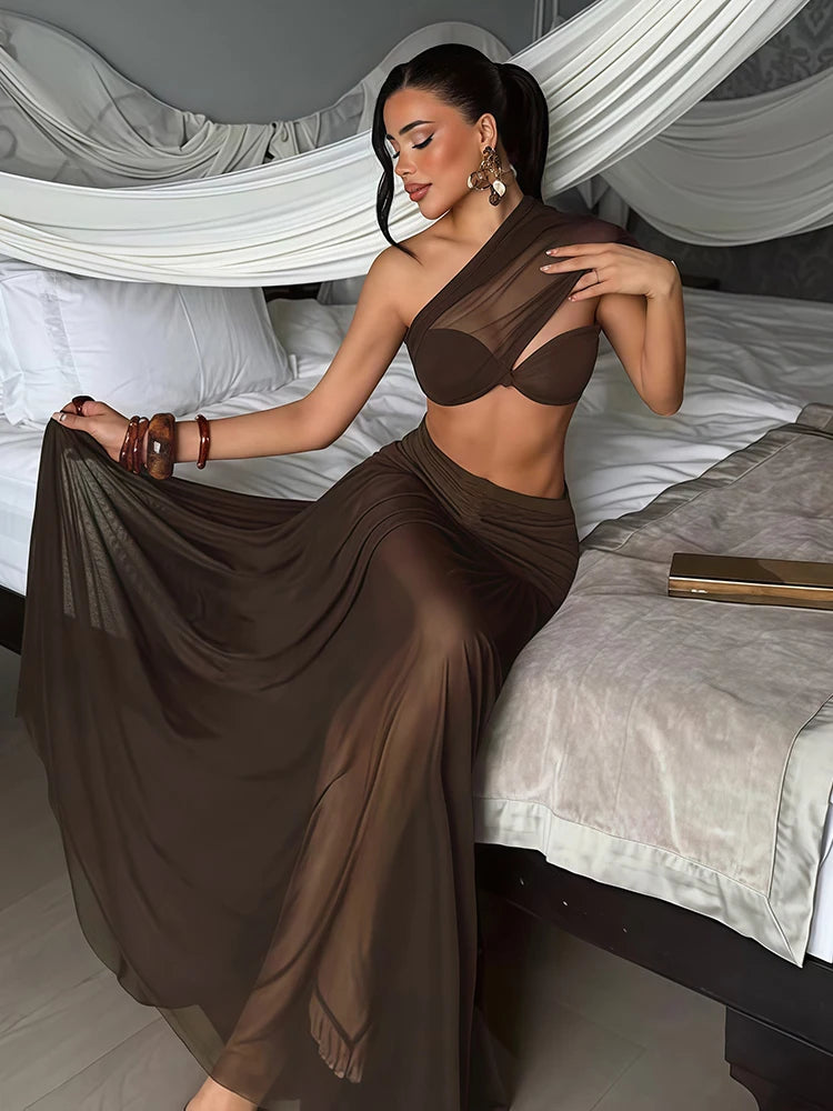 Women’s Two Piece Set | Mesh Patchwork | Backless | Elegant