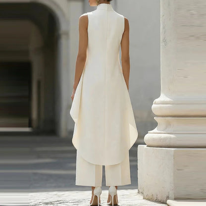 Women’s Two Piece Set | Sleeveless Top | Wide Leg Pants | Office
