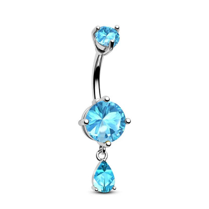 Women’s Blue Crystal Heart Belly Button – 1PC Stainless Steel Butterfly Navel Piercing Body Jewelry