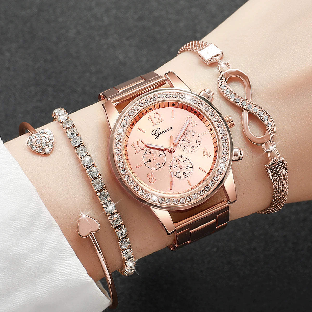 Women’s Watch Jewelry Set | Rhinestone | Steel Band | Quartz