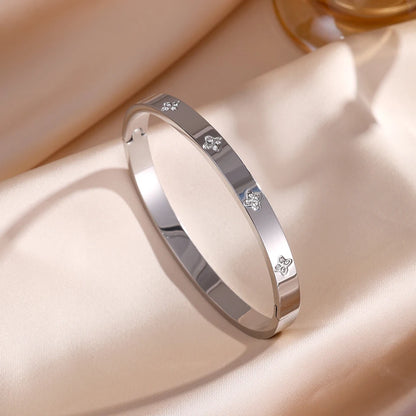 Women’s Jewelry Stackable Bangle Bracelet | Zirconia Inlaid | Stainless Steel | Gift