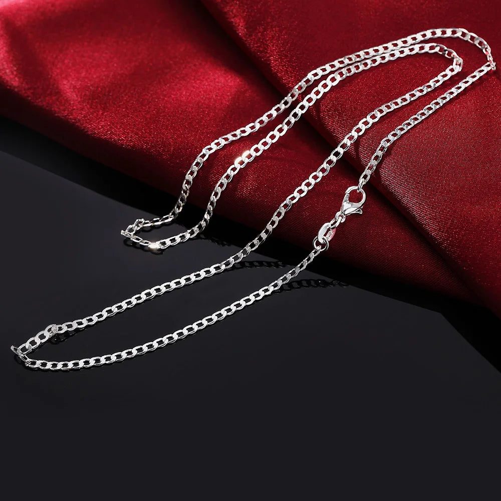 Men’s Sterling Silver Flat Chain Necklace – Silver 2mm Classic Jewelry