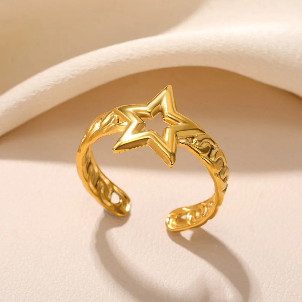 Women’s Jewelry Shell Star Open Ring | Trendy | Gold Tone