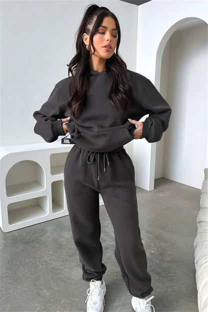 Women’s Autumn Winter Fleece Tracksuit Set – 2 Piece Casual Outfit