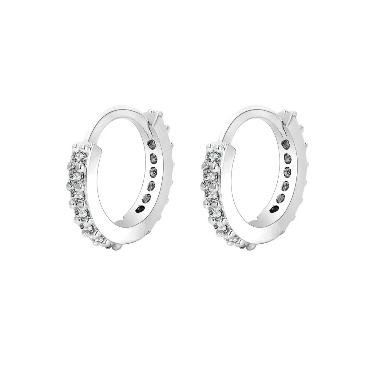 Women’s Stainless Steel Crystal Zirconia Hoop Earrings – Minimalist Small Huggie Piercing Jewelry (2 Pcs)
