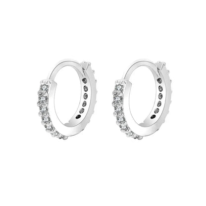 Women’s Stainless Steel Crystal Zirconia Hoop Earrings – Minimalist Small Huggie Piercing Jewelry (2 Pcs)