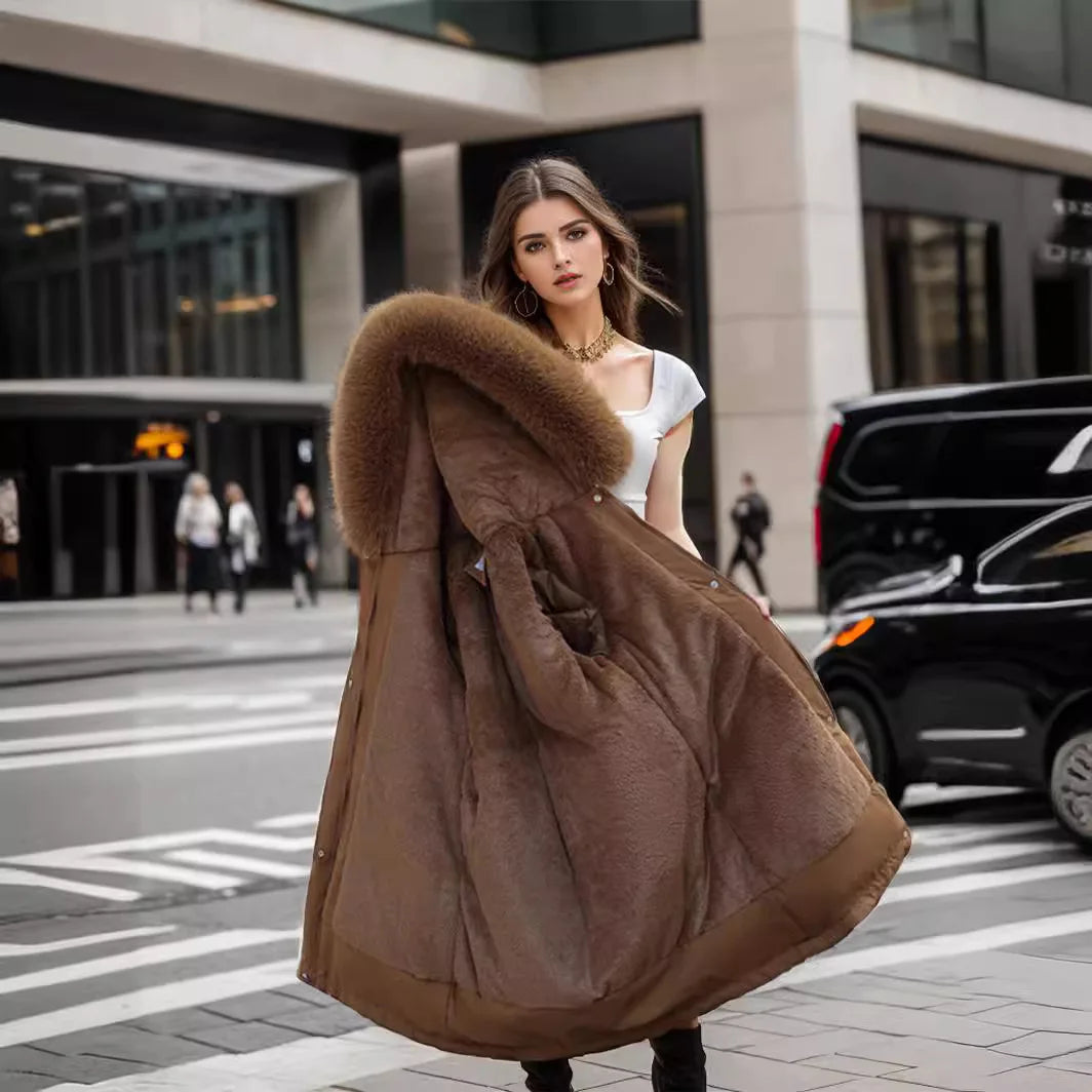Women’s Hooded Coat Outerwear – Thick Waist-Tight Winter Coat