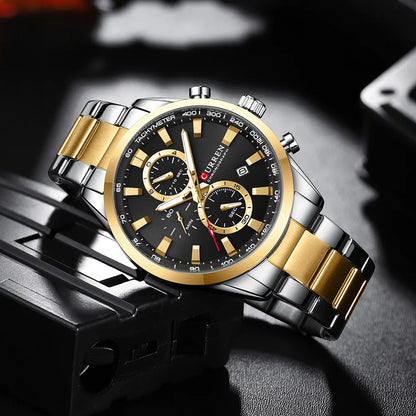 Men’s Chronograph Sport Watch – Stainless Steel Bracelet with Multifunctional Dial