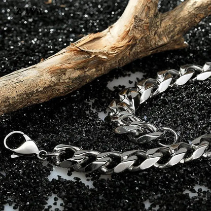 Men’s Stainless Steel Cuban Link Bracelet Jewelry – Unisex Curb Chain 3–11mm