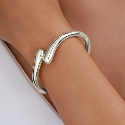 Women’s Jewelry Teardrop Cuff Bangle Bracelet | Minimal | Gold Or Silver Tone | Adjustable